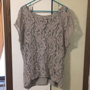 Gray laced top with tank under